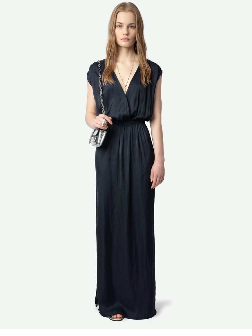 Zadig and Voltaire Ritmic Satin Dress in Navy
